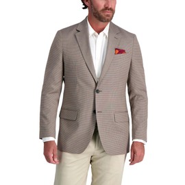 Haggar Men's JMH Premium Tailored Fit Subtle Print Stretch Sport Coat, Mocha
