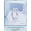 PAHALA 925 Sterling Silver Interweave Twisted Double-layer Zircon Finger Weeding