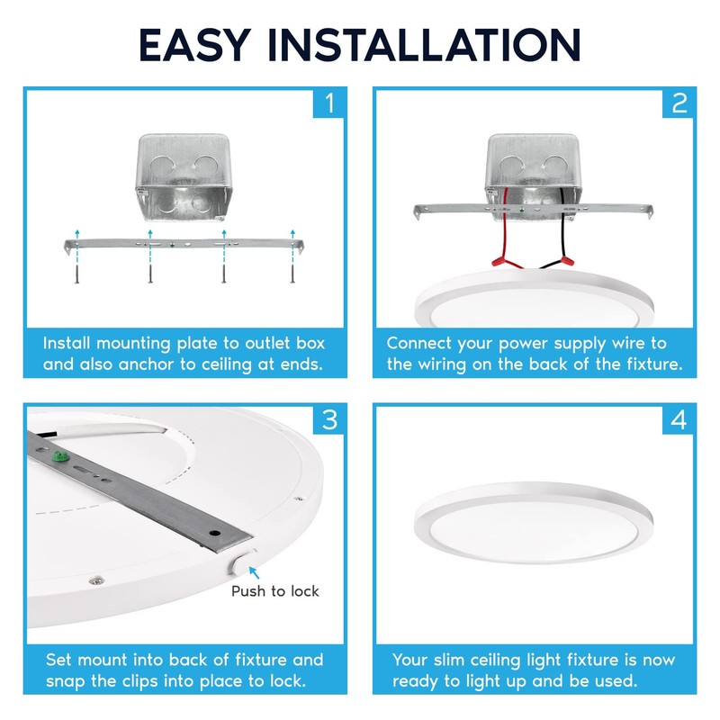 LUXRITE 12 Inch Round LED Flush Mount Ceiling Light Fixture,