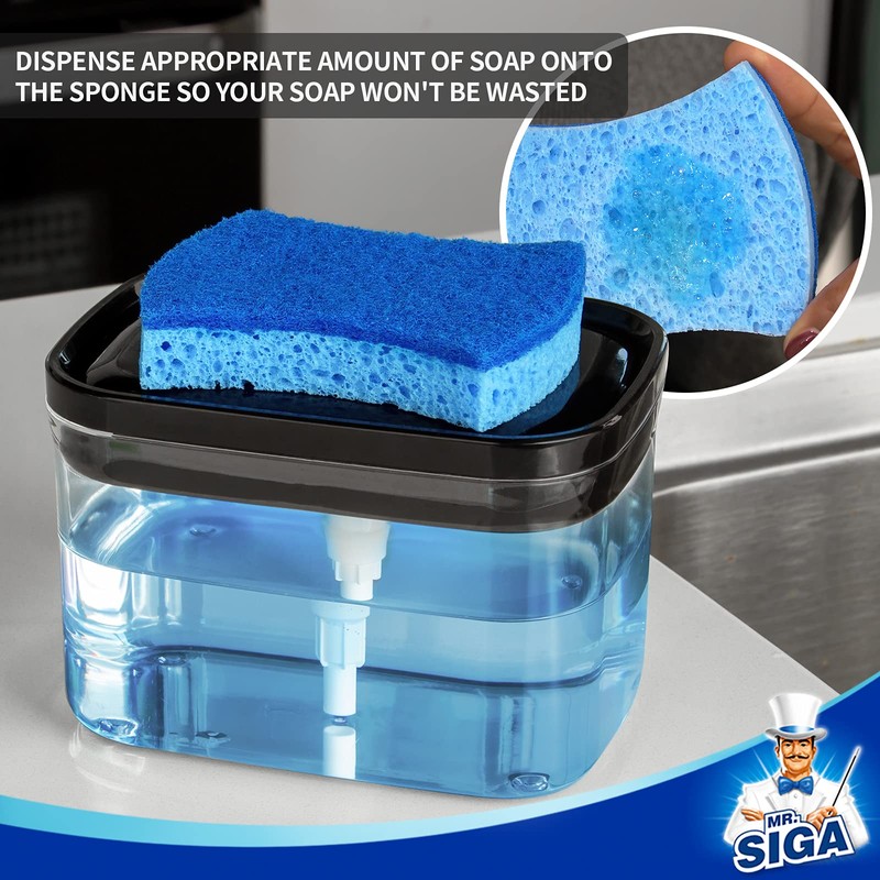 MR.SIGA Dish Soap Dispenser for Kitchen,2 in 1 Premium Soap