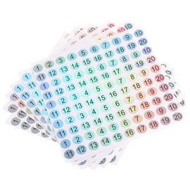 sourcing map Number Stickers 1 to 20 Round Reflective Stickers for Numbers Sorting 10 Sheets x 100 Pieces