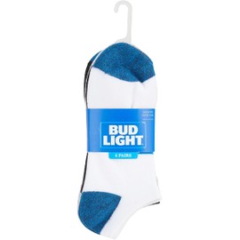 Bud Light Womens 6 Pair Pack Athletic No Show Cushion Socks - One Size Fits All Multi