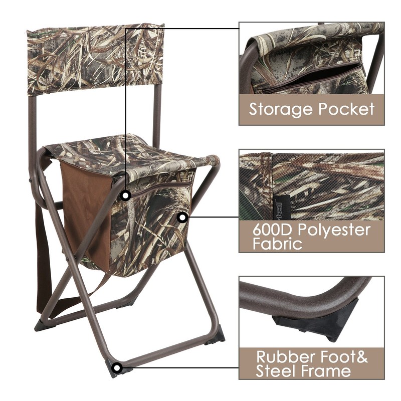 PORTAL Folding Seat, Lightweight Backrest Stool Hunting Fishing Chair with