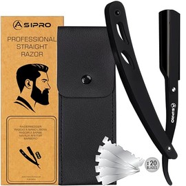 Navajas De Afeitar Para Hombre Con 20 Hojas De Filo Recto Y Estuche. Navajas De Afeitar Para Hombre, Ideales Para Afeitarse.