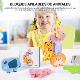 AEVIORA 10 PCS Juguete de Equilibrio Animal para Niños, Equilibrio Bloques Apilables, Juego de Apilamiento de Animal, Juguetes Montessori para Apilar, Juguetes Educativos, Regalo Ideal para Niños