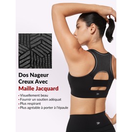 Yvette Sports Bra with Front Closure Mesh Racer Back Full Coverage Running Fitness Riding Bra, black