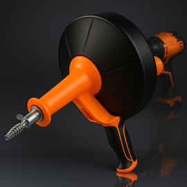 50 FT Drain Snake Hair Drain Clog Remover, Manual Or Powered, Plumbing Snake With Drill Adapte,Unclog Sink Drain Tool, Drain Auger for Toilet、Shower、Kitchen、Sink, No Auto Retract Or Feed, Orange