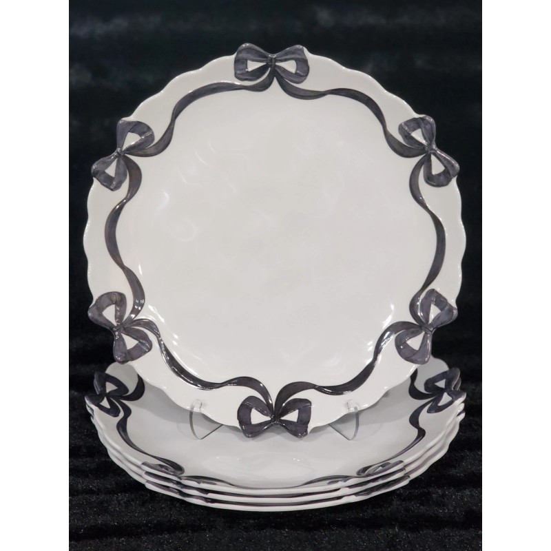 Bella Lux 4 Black Coquette Ribbon Bows on White Melamine