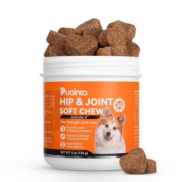 PUAINTA Dog Hip and Joint Supplement, JoinColla-II Collagen, Glucosamine, Chondroitin,