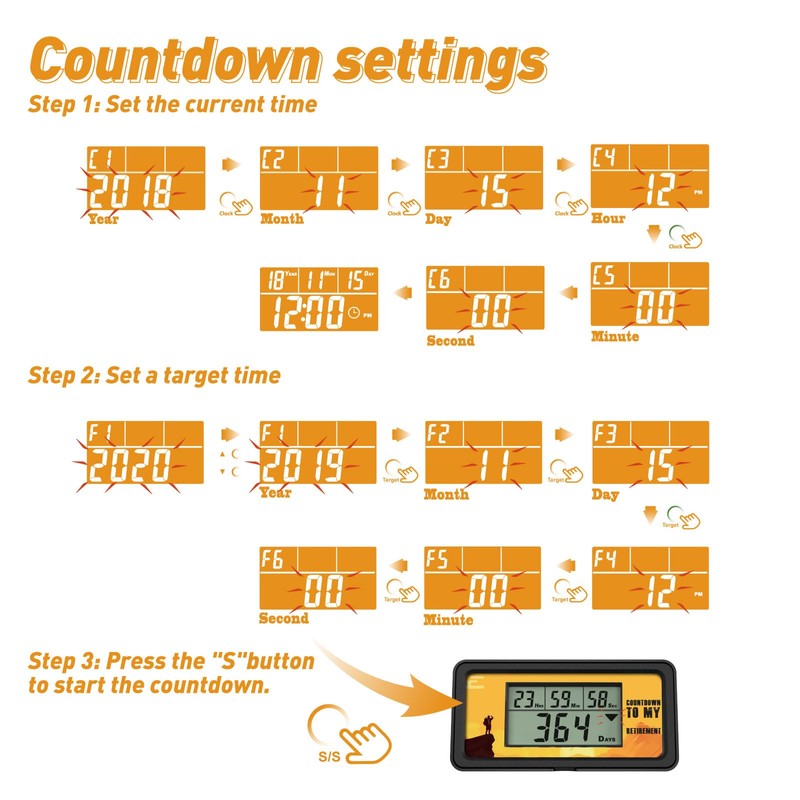 YOOREAL 9999 Days Digital Countdown Days Timer Count Down Days
