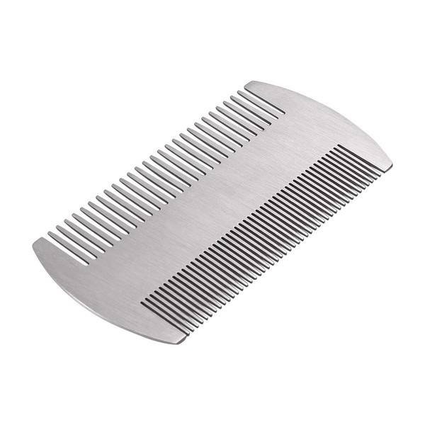 Beard Comb, Moustache Comb with Fine & Coarse Teeth for Men by HAWATOUR - Stainless Steel