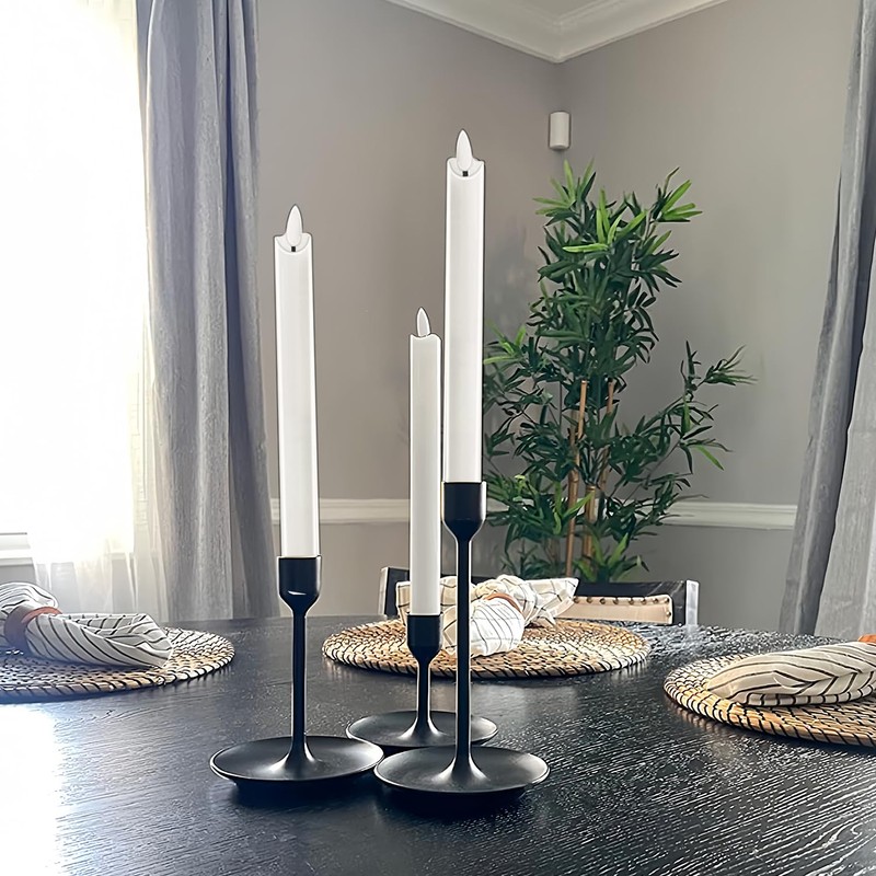 salipt Flameless White Taper Candles Flickering with Timer and 10-Key