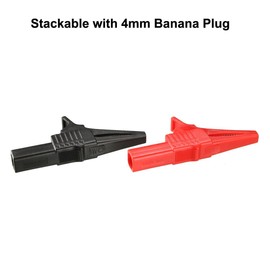 sourcing map 1 Pair Alligator Clip Adapter Extender 4mm Banana Jack 1000V 30A Test Clamp Full Shroud Insulated Red and Black