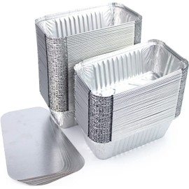 Miamex 25 x 1500ml Aluminium Disposable Food Freezing BBQ Baking Bowls with Lids