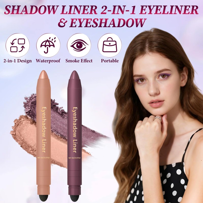 Shadow Liner 2in 1 Eyeliner Eyeshadow, Shadow Liner Duo Plum,