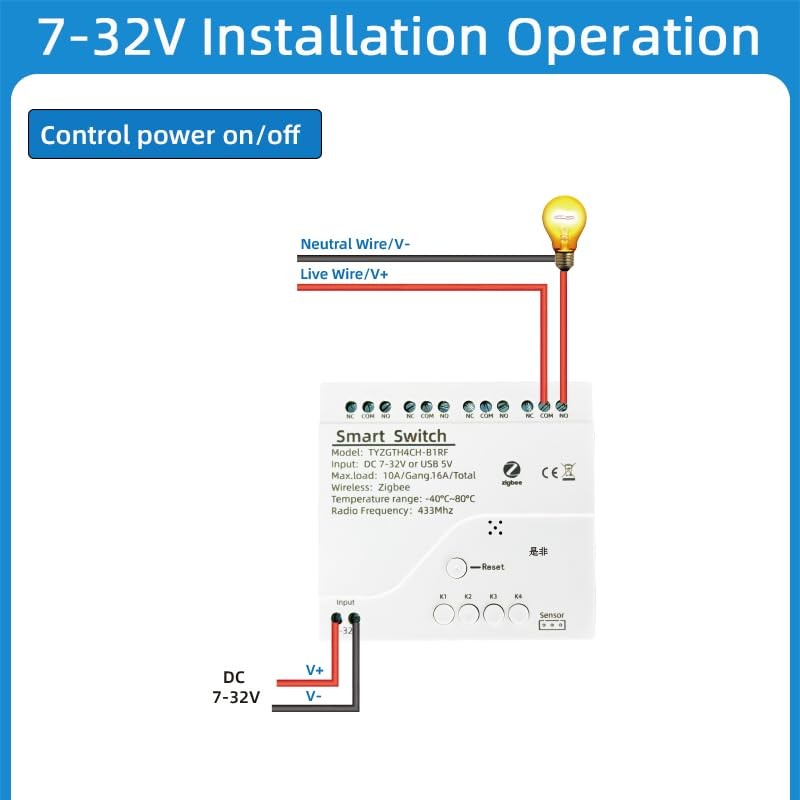 MHCOZY Smart Zigbee Temperature Controller 5-32V Dry Contact Passive Output