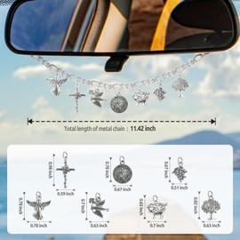 CusDusk Saint Christopher Car Hanging Ornament, Silver Cross Automotive Rearview Mirror Dangle Pendant Bless Drive Safe, Interior Car Decor Accessories,Faith Gifts for Women Men (Silver)