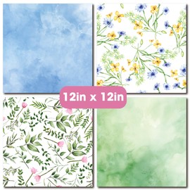 Desecraft Floral Bloom 12x12 Scrapbooking Cardstock Decorative Paper for Card Making Background Origami Textured Decorative Scrapbook Paper Scrapbook Materials Supplies