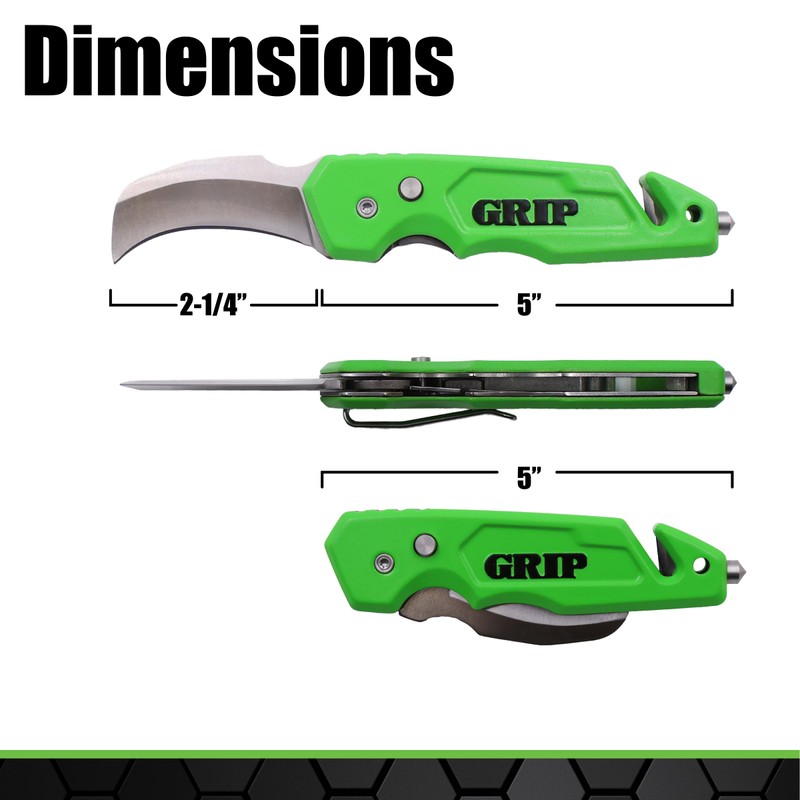 GRIP Hawk Bill Folding Utility Knife - Stainless Steel -