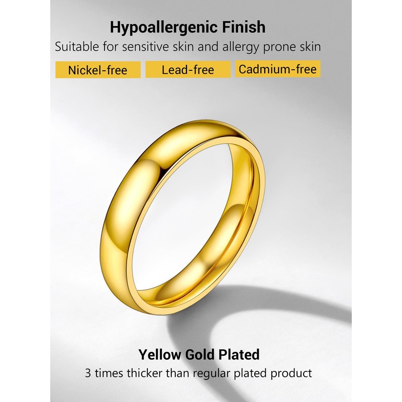 PROSTEEL Wedding Bands Comfortable Ring Gold Filled Ring