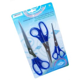 Wedo 977303 Stainless Steel Scissor Set 3 Piece 16, 21, 25.5 cm in length Blue Polypropylene Handles