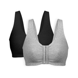 Bestform 5006014 Comfortable Unlined Wireless Cotton Stretch Sports Bra with Front Closure