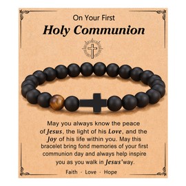 ORISPRE First Communion Gifts for Boys 1st Holy Easter Gifts Catholic Jewelry Cross Bracelet First Communion Decorations