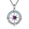HKPATOP Compass Necklace 925 Sterling Silver Birthstone Necklace Turquoise Compass