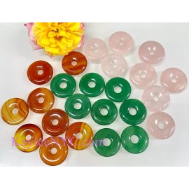 Wholesale Lot 24 PCs 30mm Natural Crystal Donuts Healing Energy