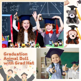 Blueweenly 12 Pcs Grad Small Stuffed Animal Bulk Graduation Mini Plush Animal Toy with Cap Grad Tiny Stuffed Bear Keychain for Party Decoration Goodie Bag Filler Toy Carnival Prizes Exchange Gift