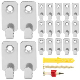 Zorfeter 20 Pcs Wall Mount J Hooks for Hanging, 304 Stainless Steel Heavy Duty Hanger for Mirror Picture Frames Wire Key Bag, Silver