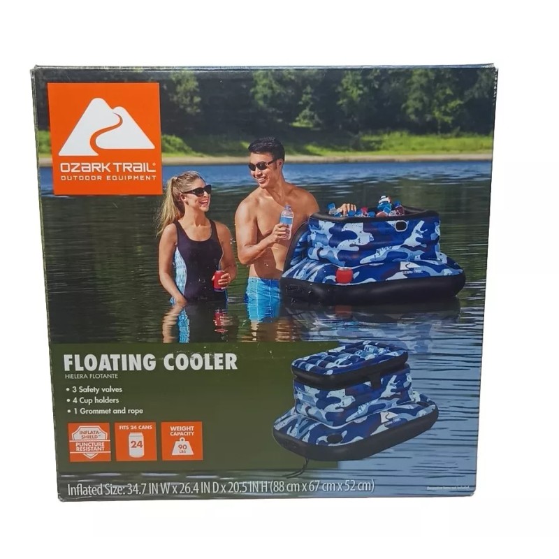 Ozark Trail 34.5" Blue Camo 9.43 gal. Inflatable Floating Cooler
