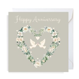 Second Ave Flower Heart Anniversary Square Card Partner Wife Husband Anniversary Card