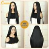 Queentas Long Black Straight Wigs for Women 13x3 Lace Front