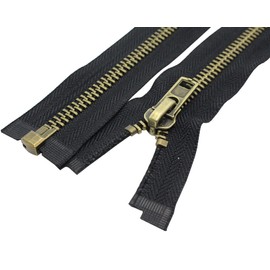 MebuZip #8 24 Inch Antique Brass Teeth Separating Jacket Zipper Right Handed Zipper Heavy Duty Metal Zippers for Men's Jackets Coats Sewing (24" RH)