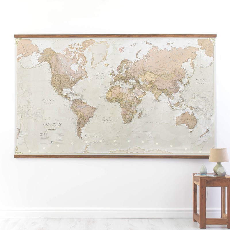 Maps International Giant World Map – Antique Style Mega-Map Of