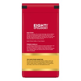 Eight O'Clock Coffee French Vanilla Ground Coffee, Medium Roast, 11 Ounce (Pack of 6) - Smooth & Aromatic