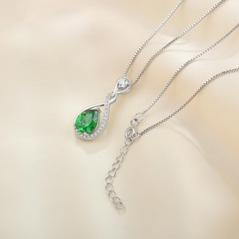 FATACI Women Necklace,925 Sterling Silver Infinity Teardrop Birthstone Pendant Necklace with 5A Cubic Zirconia for Her Mom Mother Wife Daughter Grandma Jewelry Gifts, Cubic Zirconia, Cubic Zirconia