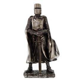 PTC 7 Inch Crusader Armored Knight with Large Sword Statue Figurine