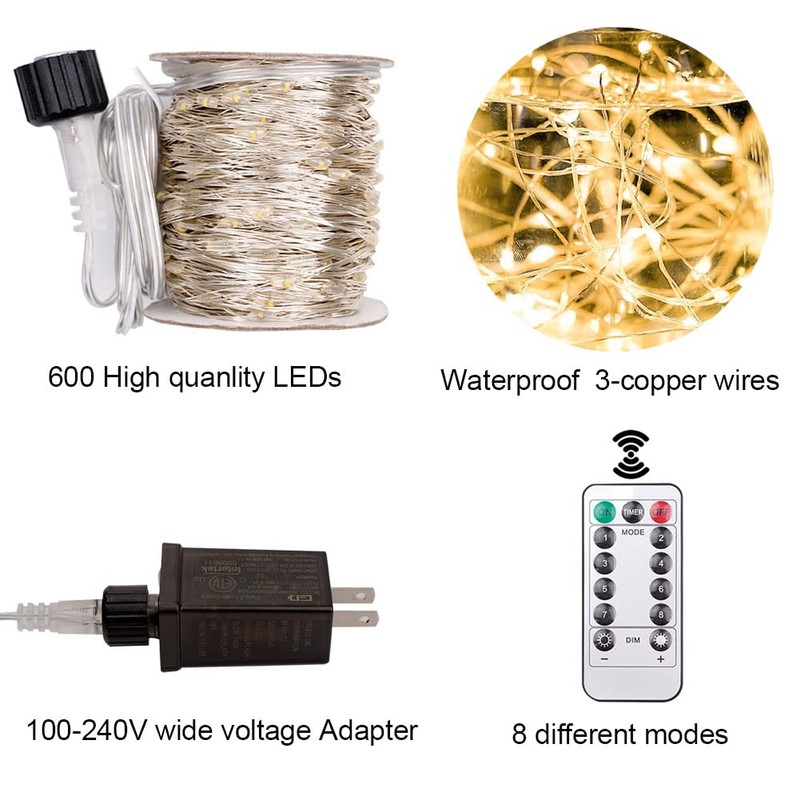 RESNICE LED Fairy String Lights 200FT 600 LEDs Outside Indoor