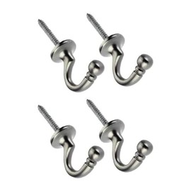 SISI UK® 4 Pack Curtain Tie back Hooks U Ball End Curtain Holdbacks Heavy Duty Curtain Tie Band Rope Hook Door Wall Clothes Coat Hangers Hooks (Satin Chrome)