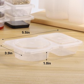 BTYMS 40 Pack Leak-Proof Double Compartment Containers with Lids (130ml), Plastic Portable Sauce & Snack Containers for Travel, Takeout, Kitchen, Picnic, Samples Storage