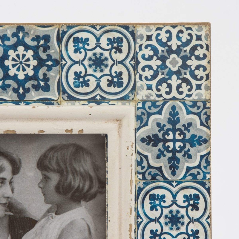 Sass & Belle Bilderrahmen Holz Ornament blau Vintage 20x25cm