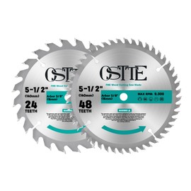 OSTTE 5-1/2 Inch Circular Saw Blade 24T&48T, 5/8 Inch Arbor, Alternate Top Bevel Saw Blades for Cutting Wood, 2 Pack
