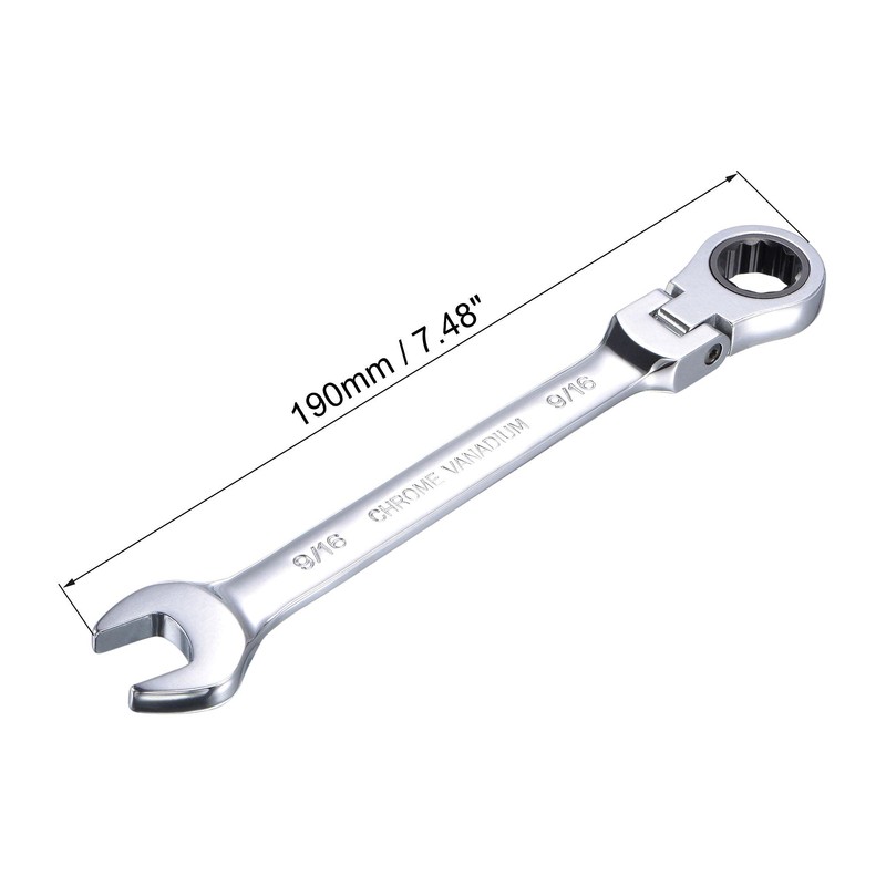 sourcing map 9/16 Inch Flex-Head Ratcheting Combination Wrench SAE 72