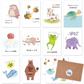 Funny Thank You Cards with Envelopes & Stickers, 4×6 in Cute Animal Pun Cards Assorted Blank Greeting Cards, Boxed Bulk Note Cards for Friends Teachers Business Coworker Employee Appreciation 20Pcs