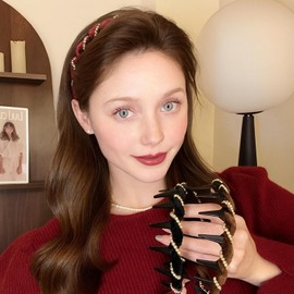 Retro High Skull Pearl Headband, Vintage Braided Tooth Hairband – Elegant Non-Slip Wedding Party Hair Hoops, Artificial Pearls for Women (White Pearl, Set)