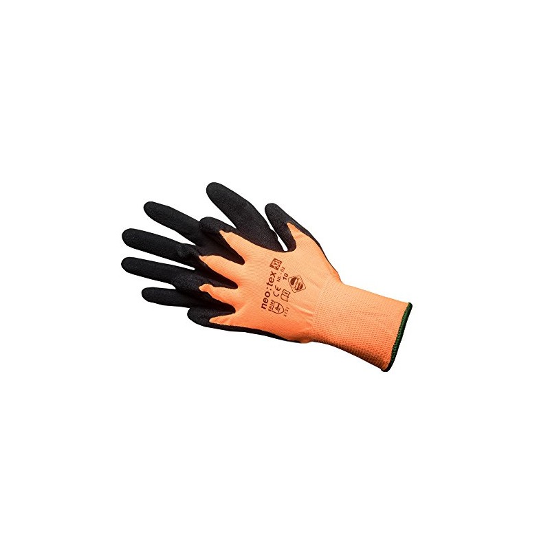 Jah Nylon Fine Knit Gloves Orange with Latex Coating (Black)