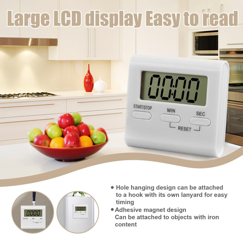 Pack of 2 Digital Kitchen Timer, Timer with Large LCD