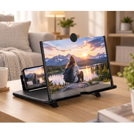 12 Inch Phone Screen Magnifier for Video Viewing – Portable Screen Amplifier with Stand for Home & Travel